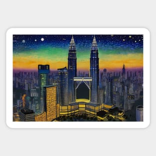 Malaysia, Petronas Twin Towers, impressionism Sticker